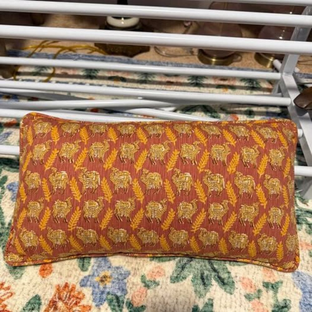 Boho camel print lumbar throw pillow